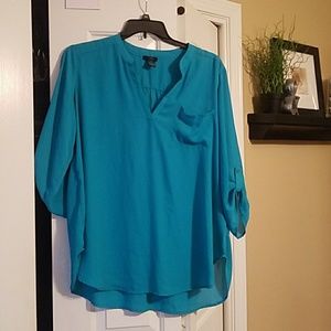 Rue 21 pullover sheer blouse turquoise